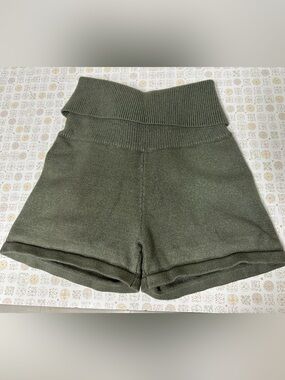 Olive Green Knit Shorts